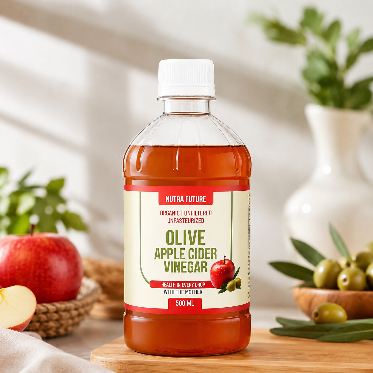 Apple Olive Vinegar | Booster with Mother | Nutra Future X Organic Side